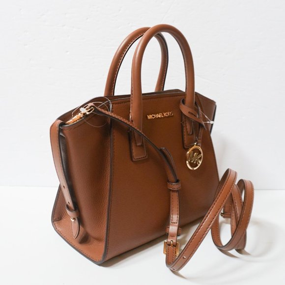 Michael Kors Avril Small Top Zip Satchel Shoulder Bag Brown Luggage - Picture 8 of 14